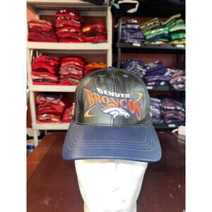 Vintage Denver Broncos Leather Hat Cap Pro elite Genuinte Leather NFL Football